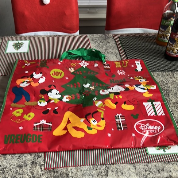 Giant Disney Store Christmas Holiday Tote Bag + 2 Ross Santa Totes Mickey Minnie - Picture 2 of 12